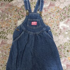 OshKosh Vintage Denim Overalls Jumper Dress sz 5-made in USA